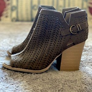 Heeled open toe booties